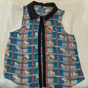 Hollo Kitty 100%polyester see through sleeveless